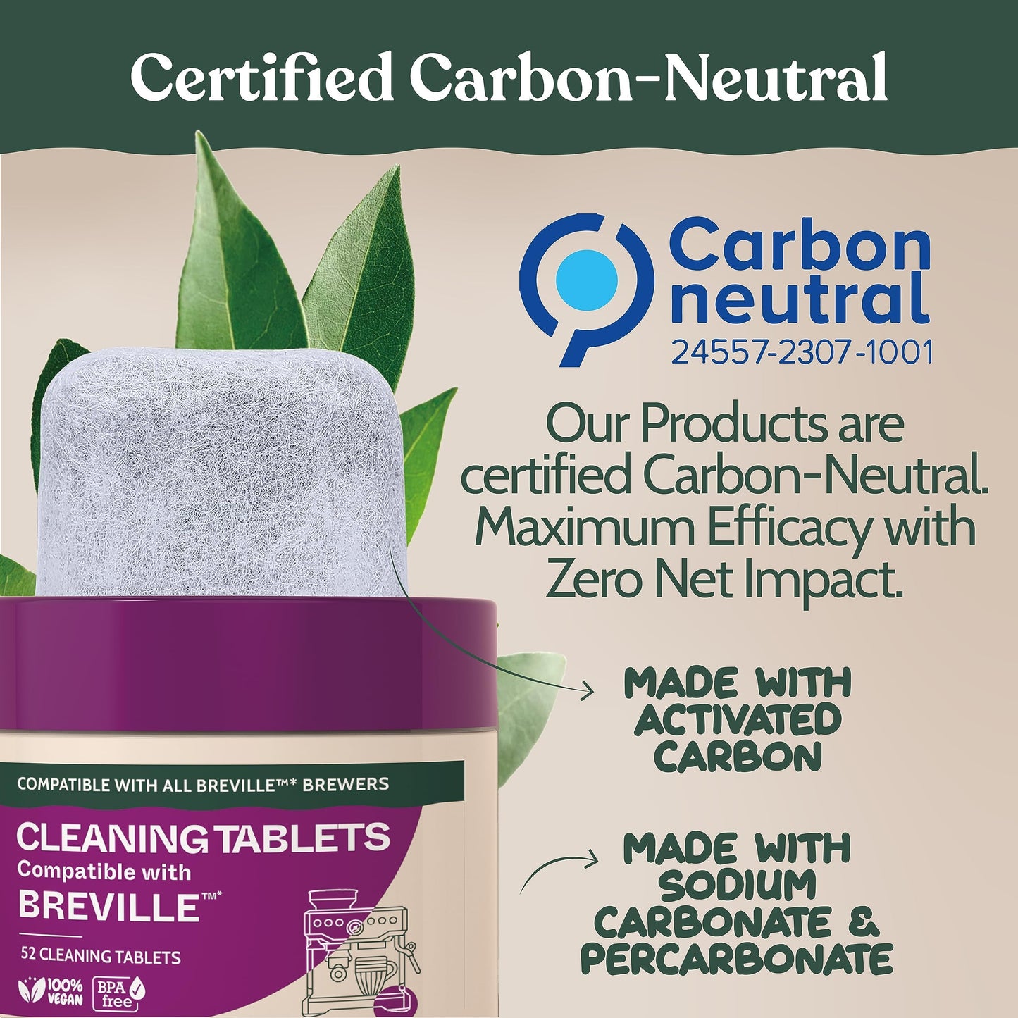 Roobi Cleaning Kit Compatible with Breville Espresso. Includes 52 Espresso Cleaning Tablets and 6 Water Filters. Carbon Neutral. 1 Year Supply.