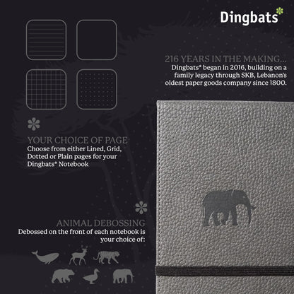 Dingbats A6+ Wildlife Notebook Journal Hardcover, Cream 100gsm Ink-Proof Paper, 6.1 x 4.3 inches, 192 pages (Gray Elaphant, Plain)