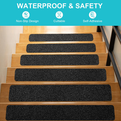 Qingluan Grip Tape, Anti Slip Tape Outdoor/Indoor Waterproof, Non Slip Tape for Stair Steps, Tread Staircases, Ramps, Skateboards (Black Tape, 5.9" x 33Ft)