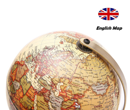 TOPGLOBE 14cm / 5.5 inch Antique Globe Mini World Globe - 14cm / 5.5 inch Diametre Metal Arc and Base Bronzed Colour