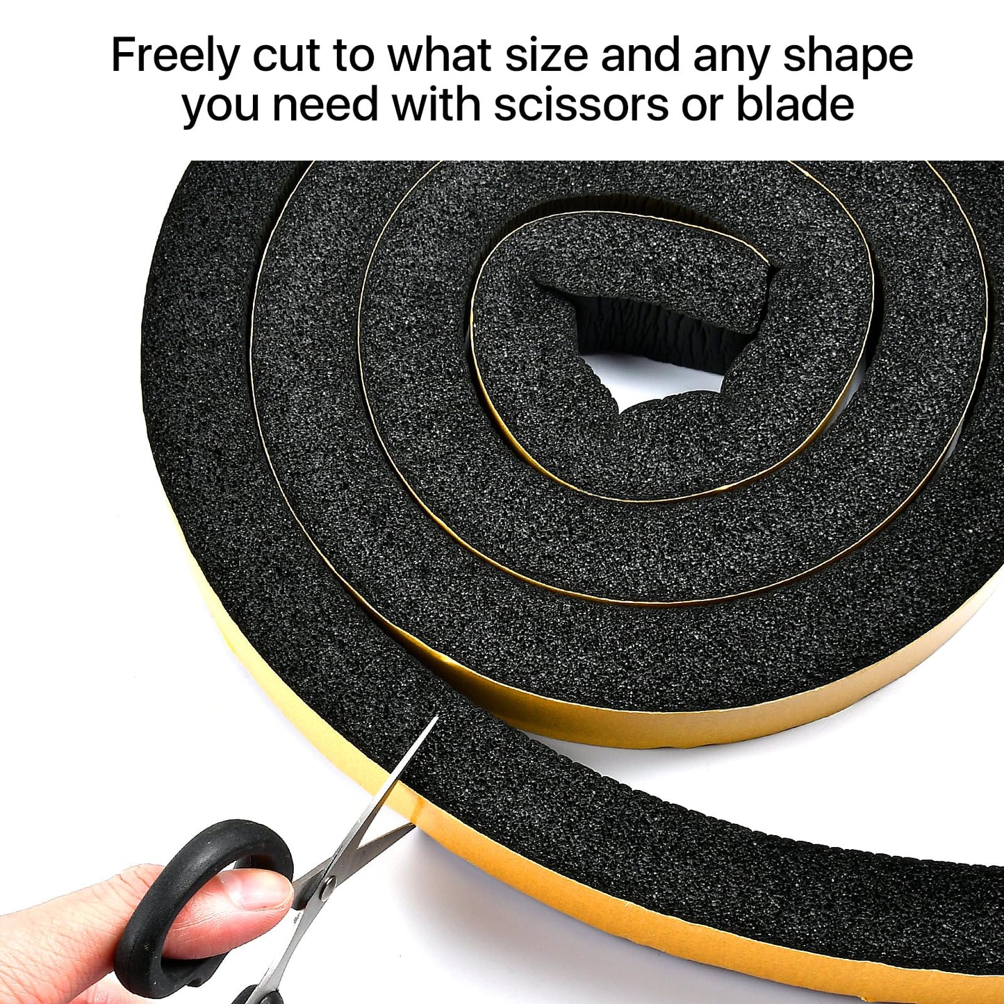 Supkiir 3 Rolls Weather Stripping Foam Tape, 20 Feet Self Adhesive Weather Stripping Door Seal Strip, High Density Foam Sealing Strip for Door Window Insulation Soundproof (1”W x 1”T)