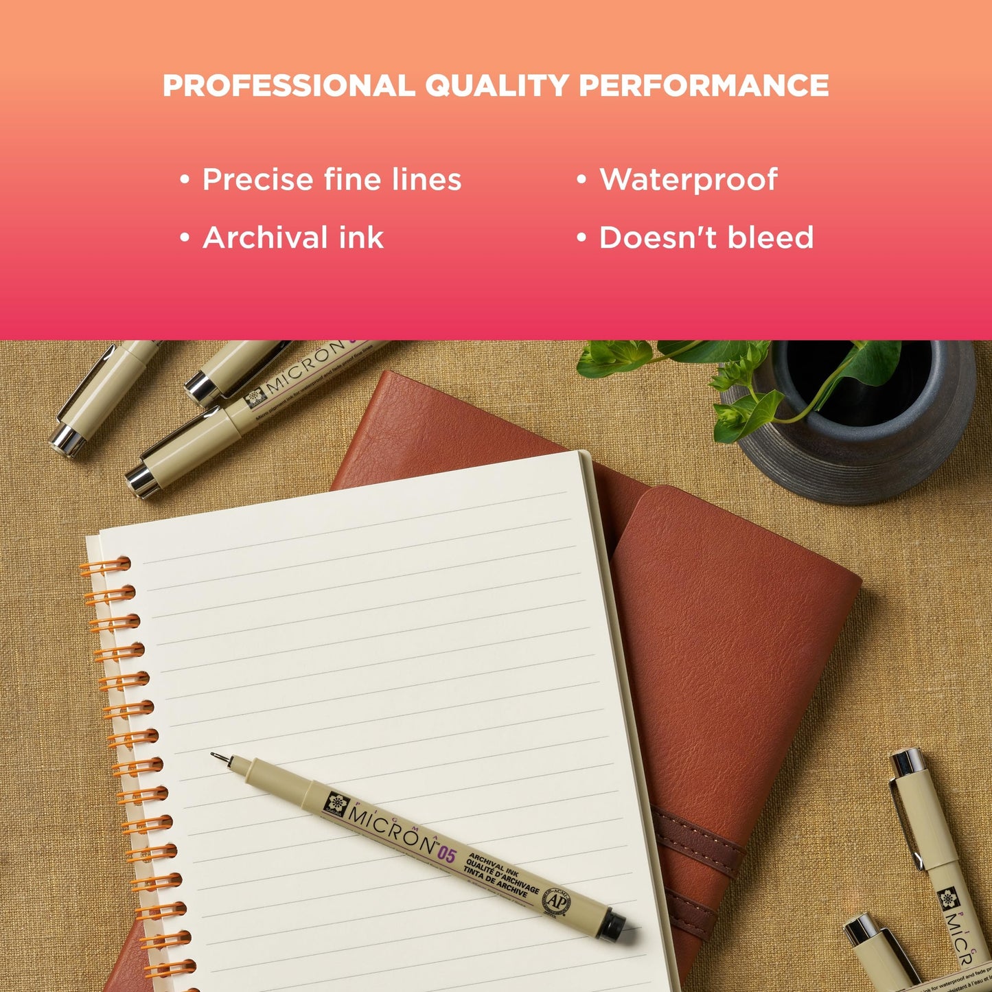 Sakura Pigma Micron Fineliner Pens - Archival Black Ink Pens - Pens for Writing, Drawing, or Journaling - Black Ink - 003 Point Size - 6 Pack