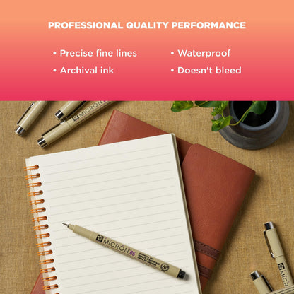 Sakura Pigma Micron Fineliner Pens - Archival Black Ink Pens - Pens for Writing, Drawing, or Journaling - Black Ink - 003 Point Size - 6 Pack