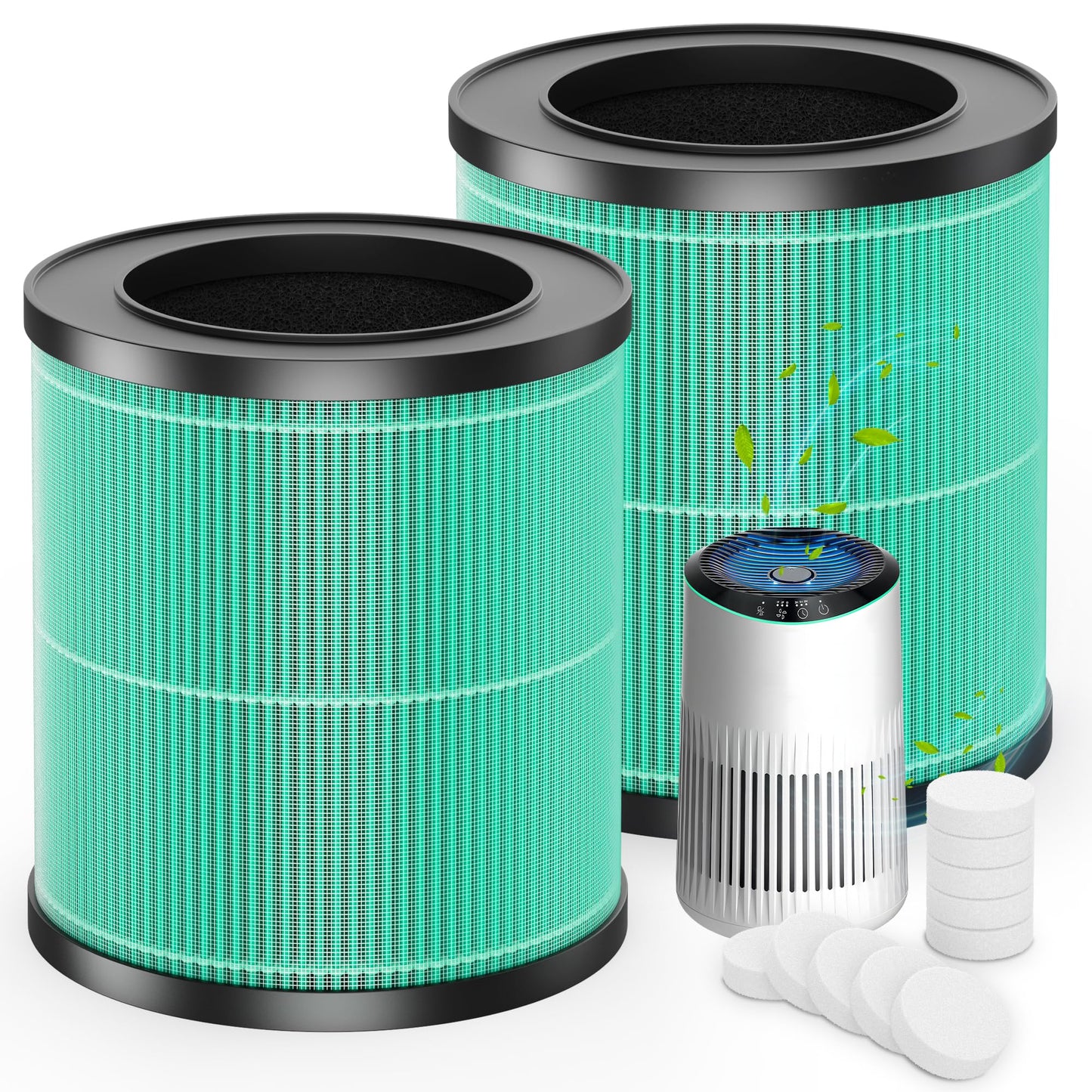 SAKEGDY MR2566 Replacement Filters,Compatible with MORENTO MR2566 Air Purifier, Pet Dander Version (2-Pack) - 3-in-1 Combo with 10 Aroma Pads