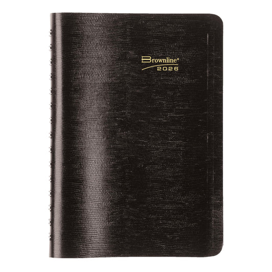 Brownline® 2026 PlannerPlus™ Daily/Monthly Planner, Appointment Book, 12 Months, January to December, Twin-Wire Binding, 8" x 5", Black (CB634WN.BLK-26)