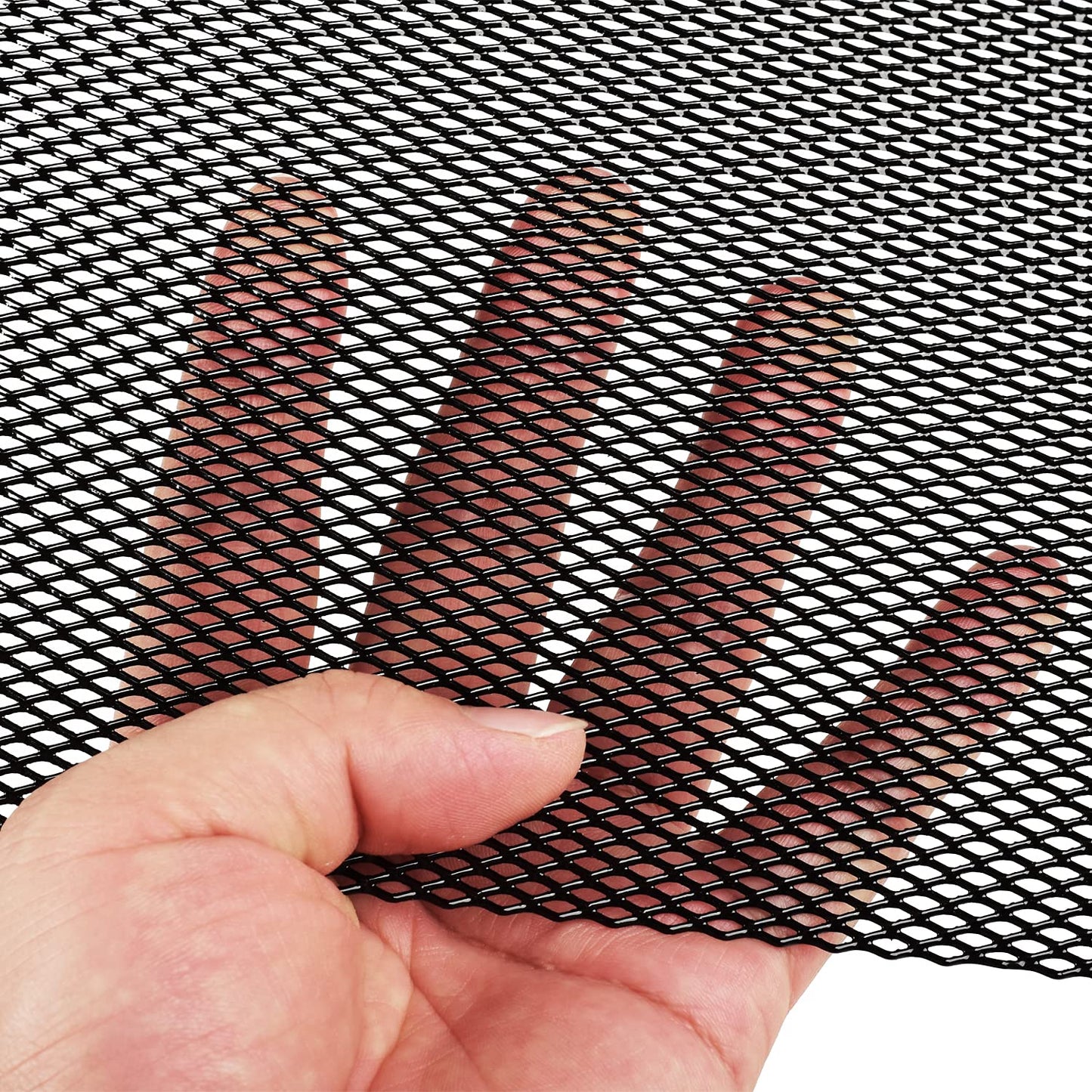 AggAuto Universal 40 inchx13 inch Car Grill Mesh - 100x33cm Aluminum Alloy Automotive Grille Insert Bumper 3x6mm Rhombic Hole, One of the Most Multifunctional Shape Grids Black