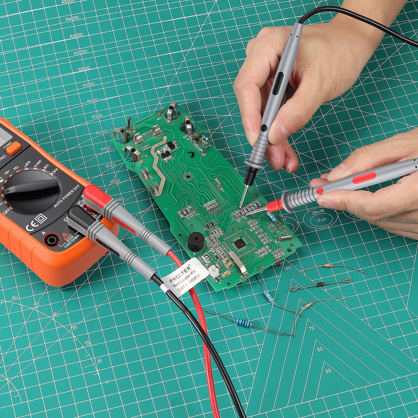 Proster Multi Test Leads Kit 21 in-1 Electrical Multimeter Test Lead with Alligator Clips Test Probe Spring Grabber Banana Plug Volt Meter Leads for Voltage Circuit Tester