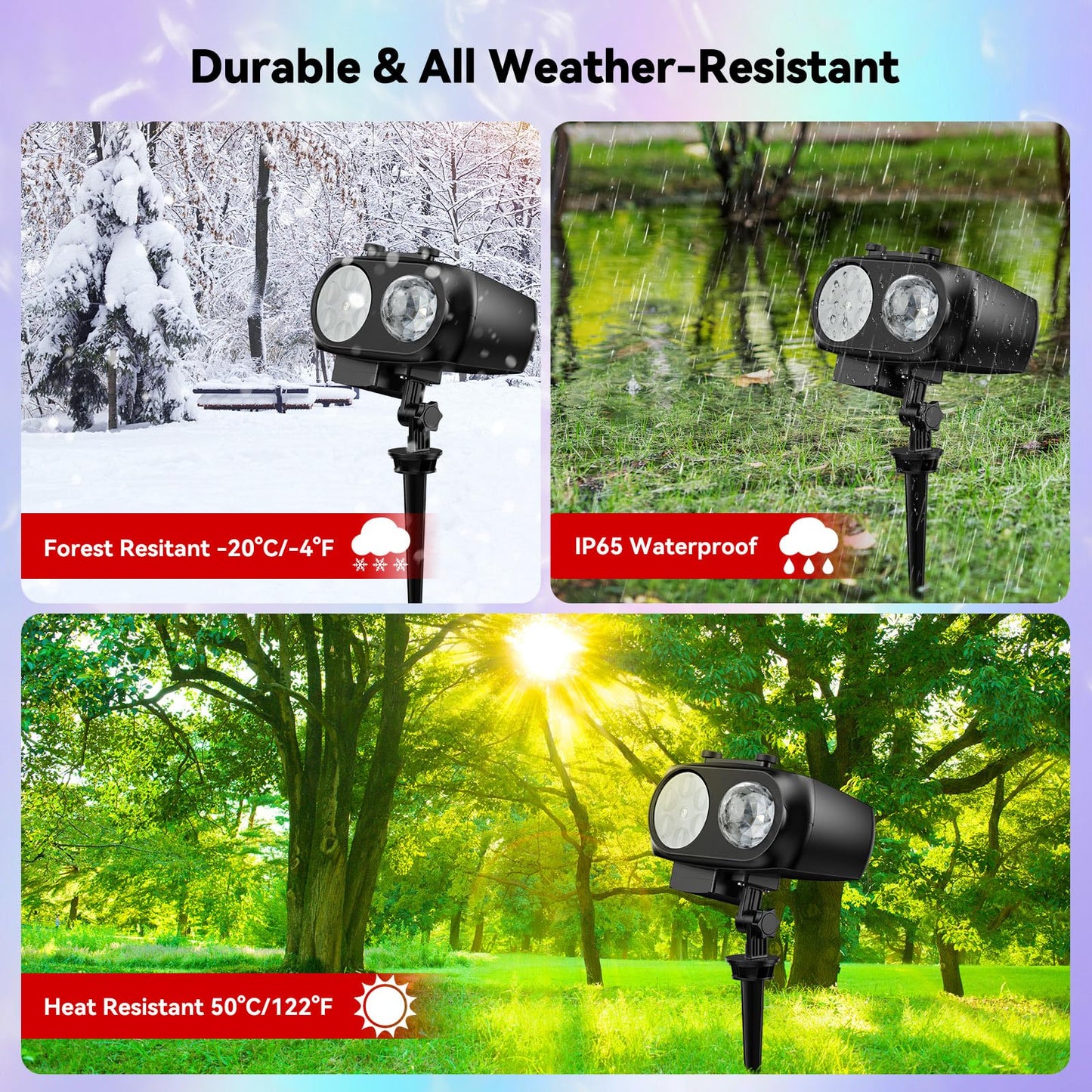 Christmas Projector Lights Outdoor, Waterproof 2-in-1 Holiday Decorations Projection Lamp (10 Ocean Wave & 160 Patterns) with Remote Control for Christmas New Year Decor Light Show (Black)