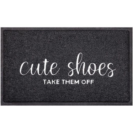 Welcome Mat Indoor Front Door Mats Outdoor for Home Entrance Durable PVC Material with Non Slip Rubber Backing Cute Shoes TAKE Them Off Mats Doormat for Indoor Outdoor High Traffic Areas