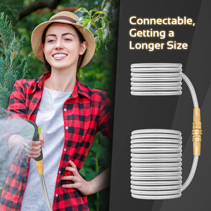 360Gadget Garden Hose - Flexible Short Water Hose with Metal Fitting, 5 ft Leader Hose, Heavy Duty Hoses Extension for Rv, Outdoor, Small Garden, Yard, 304 Stainless Steel