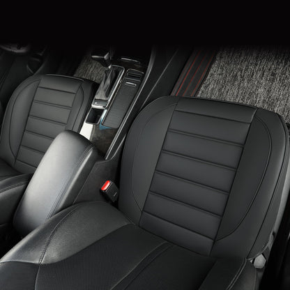 Vankerful Leather Front Car Seat Covers,Bottom Seat Covers for Cars,Driver Car Seat Cushion Cover,Waterproof,Anti-Slip,Full Wrap,for Most Vehicles,Sedan,Truck,SUV (Black, 1 PC, Parallel)