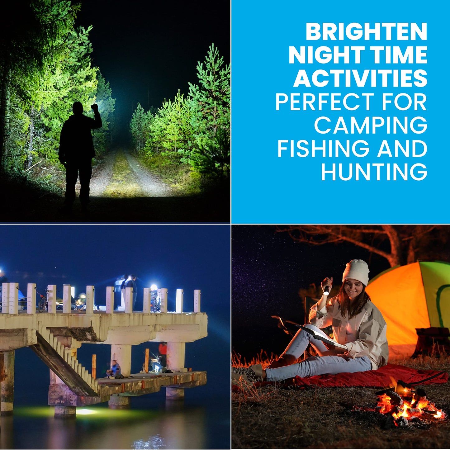 TacLight Tactical Flashlights, 3 Pack Zoomable Waterproof Flashlight Camping, LED Flashlight, Torch Light, Lampe De Poche, Heavy Duty Flash Light, Emergency Flashlight AS SEEN ON TV…