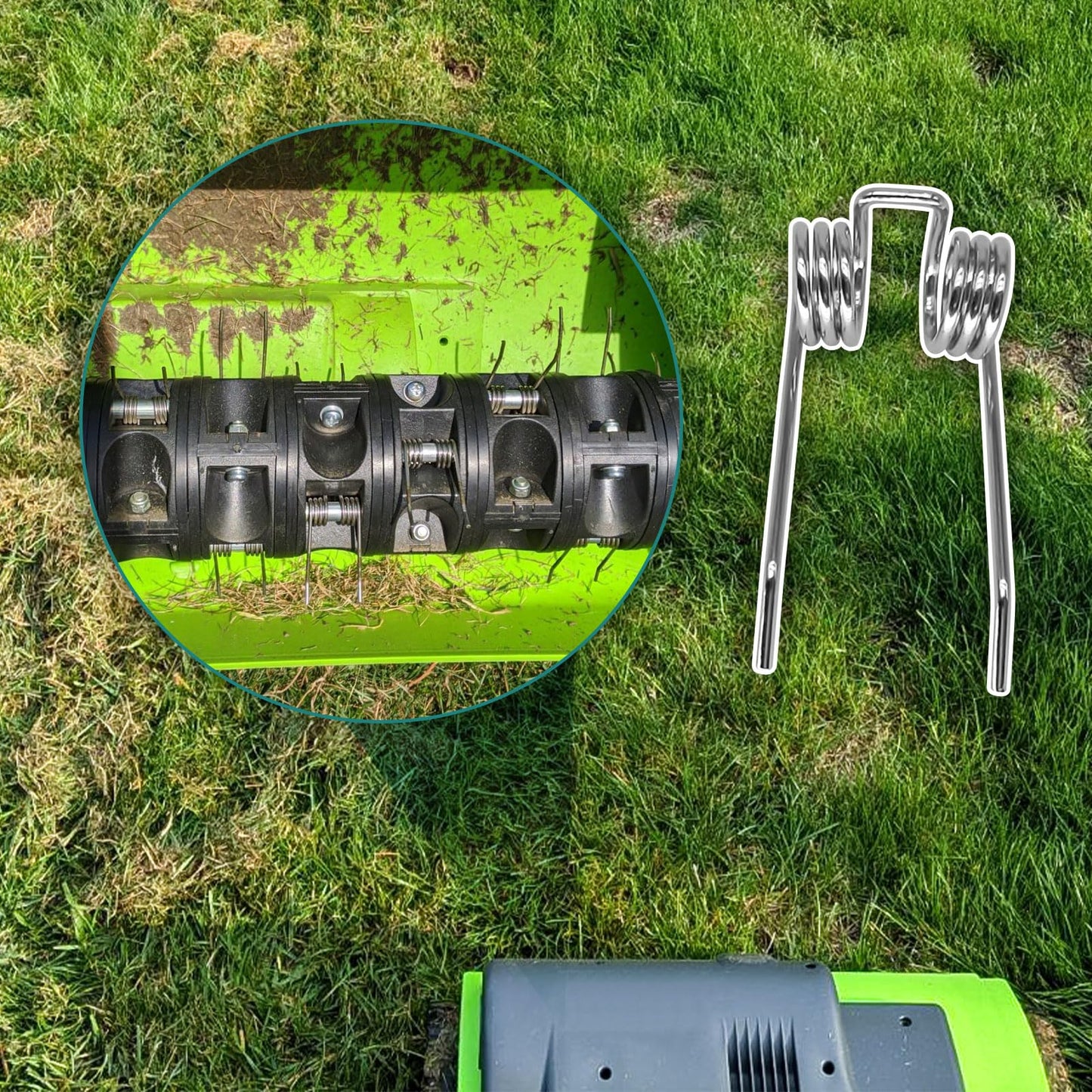 Steel Dethatcher Tines Fit for GreenWorks 27022 29272 2500600G 10 Amp 14"" Corded Dethatcher, Replacement Lawn Tractor Attachments Set Scarifier Tines Parts (54Pcs)