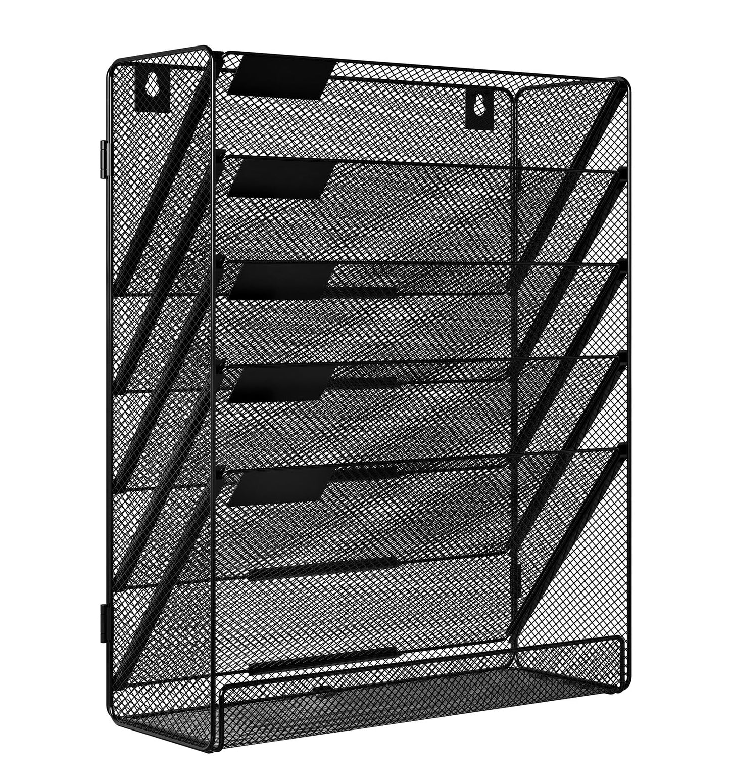 Solinxe Wall File Holder 6 Tier Hanging File Folder Organizer Desk Paper Magazine Document Rack, Black