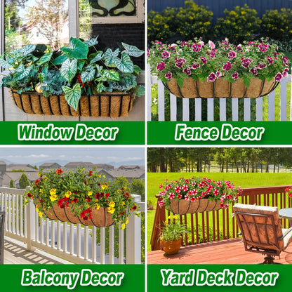 Remiawy Coco Liners for Planters 30 Inch, 2 Packs Natural Coconut Fiber Coir Flower Basket Window Box Liners, Trough Planter Insert for Outdoor Plant Large Pots Garden Fence Decoration