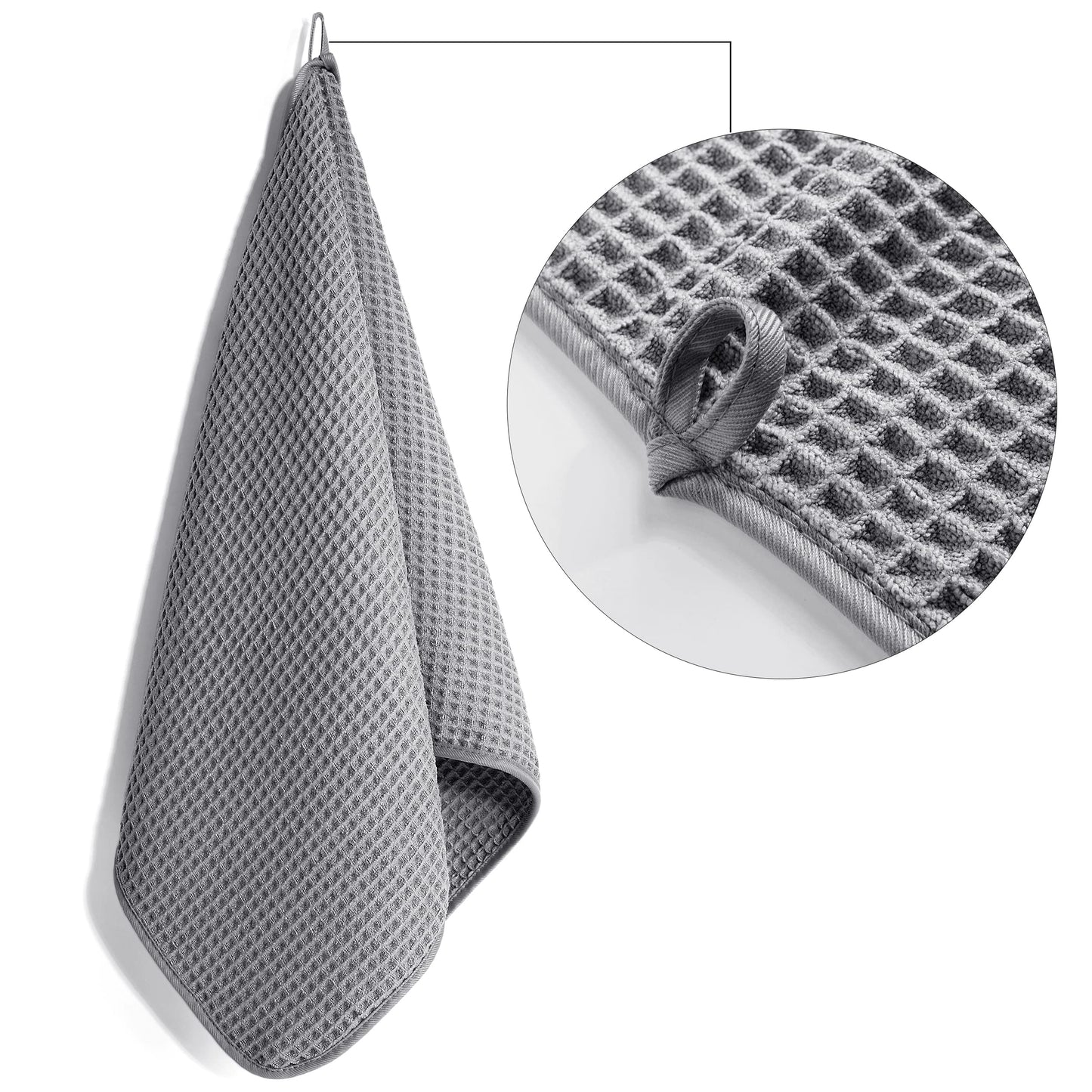 POLYTE 430 GSM Microfiber Lint Free Hand Towel, 16 x 30 in, 4 Pack (Waffle Weave)