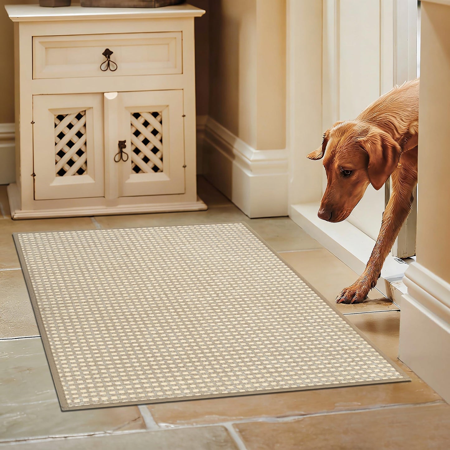 VSIWB Door Mat Entrance 24"x35",Front Door Mat Indoor Outdoor Mat Non-Slip Dirt Resistant and Absorbent Rubber Backing Floor Mats，Washable Entrance Mat Low-Profile Welcome Mat, Brown