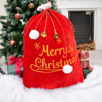 JOYIN present Bag 31" x 27", Santa Sack with Cord Drawstring for Indoor Xmas Give Decoration, present Décor, Giant Presents Gifts Wrap