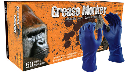Watson Gloves Grease Monkey Disposable Latex Glove - 15 Mil Thickness, Powder-Free, Textured Surface Grip, Abrasion and Puncture Resistance, 50 Gloves/Box (Large, 5553PF)