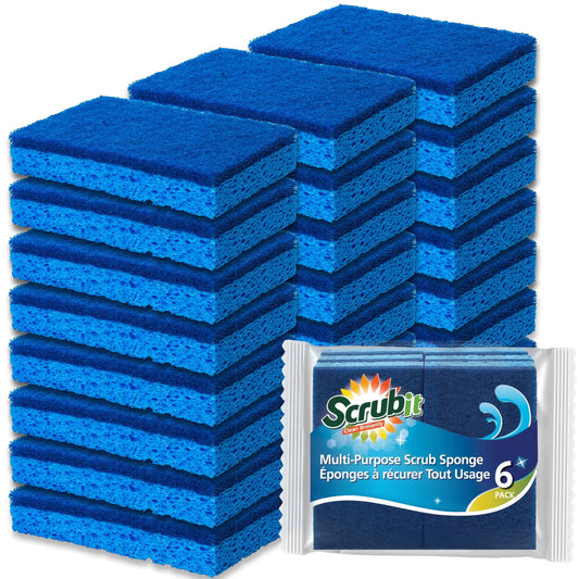 Cleaning Scrub Sponge by Scrub-it - Non-Scratch - Scrubbing Dish Sponges Use for Kitchens, Bathroom & More - 24 Pack