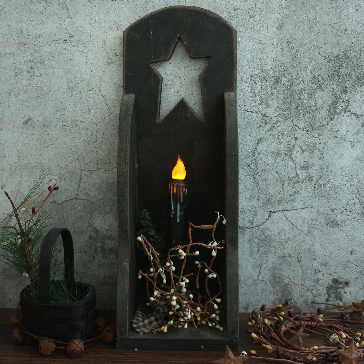 CVHOMEDECO. Real Wax Hand Dipped Battery Operated LED Timer Taper Candles Country Primitive Flameless Lights Décor, 6-3/4 Inch, Matt Black, 2 PCS in a Package