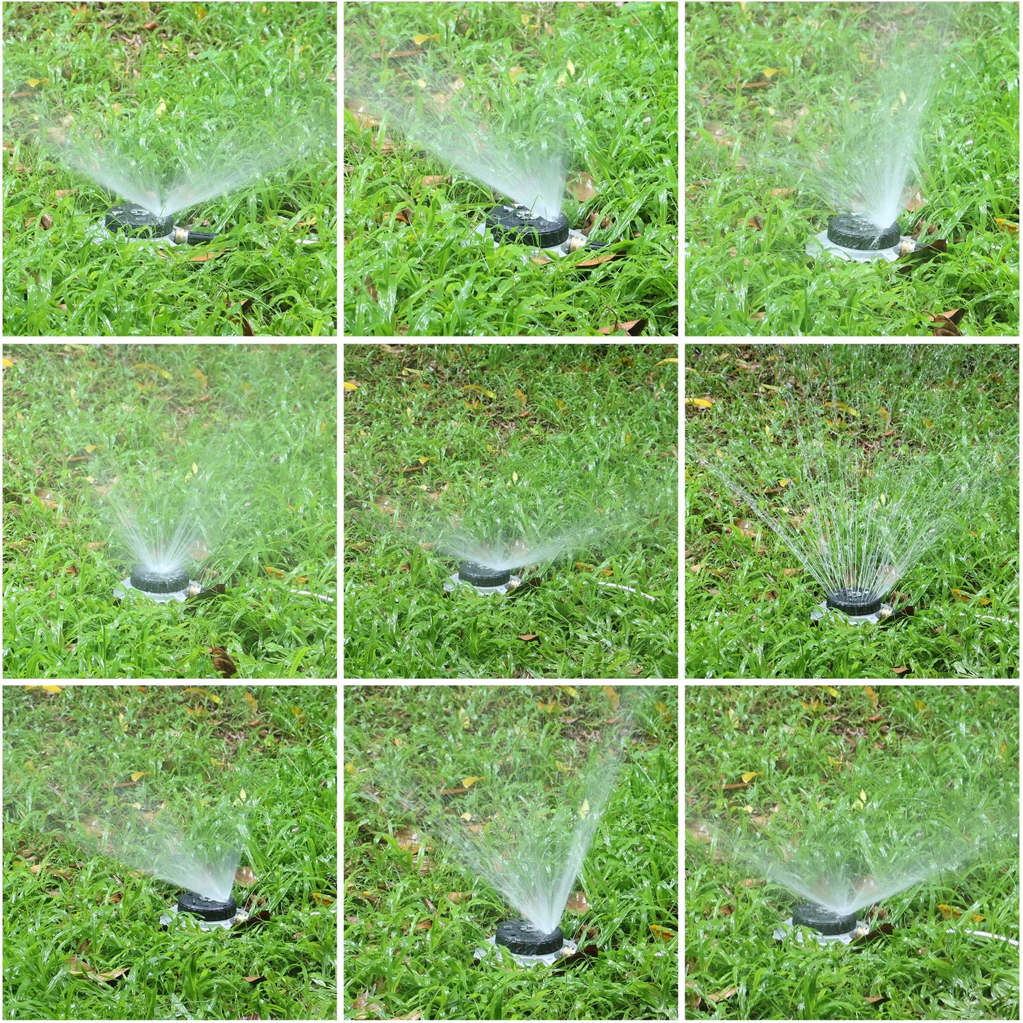 STYDDI Metal 9-Pattern Turret Lawn Sprinkler, 9 Pattern Garden Sprinkler with Heavy-Duty Metal Base, Great for Small, Shaped, Medium-Sized Yard Areas, Coverage Area Up to 1,022 Sq.Ft