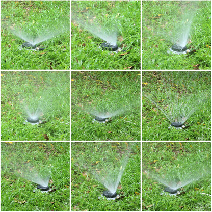 STYDDI Metal 9-Pattern Turret Lawn Sprinkler, 9 Pattern Garden Sprinkler with Heavy-Duty Metal Base, Great for Small, Shaped, Medium-Sized Yard Areas, Coverage Area Up to 1,022 Sq.Ft