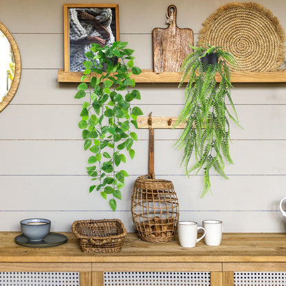 Der Rose 6Pcs Fake Plants Hanging Artificial Vines Faux Hanging Plants for Bookshelf Bathroom Kitchen Outdoor Decor Indoor
