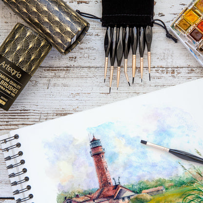 ARTEGRIA Detail Paint Brush Set, 8 Miniature Brushes with Extra Fine Tips and Ergonomic Handles, for Small Scale Models, Figurines, Paint by Numbers for Adults