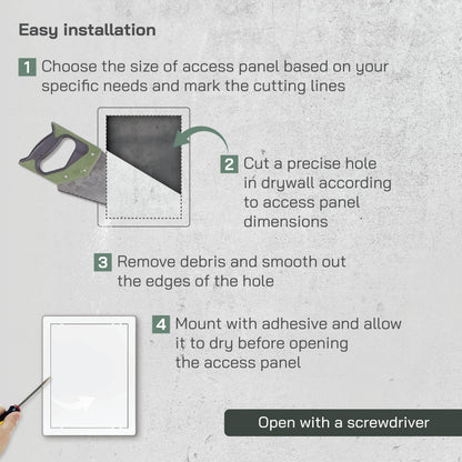 Vent Systems White ABS Plastic - Access Panel 6 x 8 Inch - Access Panel with Door for Drywall, Wall and Ceiling Electrical and Plumbing Service Wall Hole Cover - Exterior Dimensions 6.7x8.7 Inches