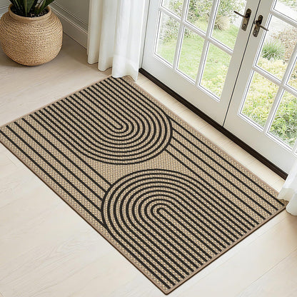 VSIWB Door Mat Entrance 2'x3', Easy Jute Area Rug, Non-Slip Absorbent Dirt Resist Front Back Door Mat, Easy Clean Washable Low-Profile Doormat for Entryway, Front Door, Inside Entrance,Kitchen, Black