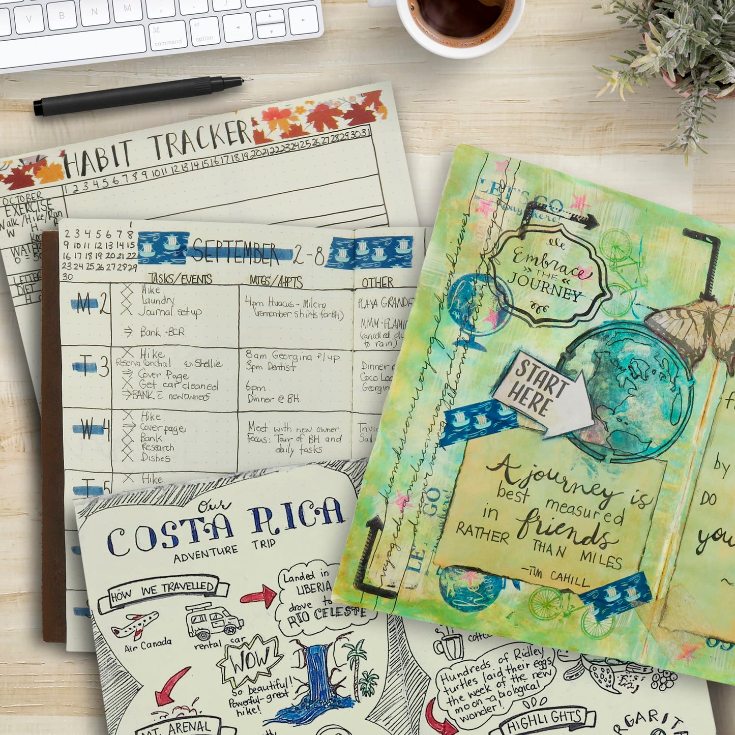 Wanderings Large Blank Travelers Notebook Insert/Large Journal Refill | 7" x 10.7" / 18cm x 27cm | 3 Booklets, 180 Blank Pages | Travelers Notebook Refills for Journals, Diaries, Planners