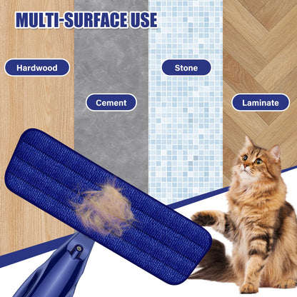 Spray Floor Mops with 3 Reusable Washable Pads for Cleaning Floors - EXEGO Microfibre Floor Mop with Spray Wet Dry Mops Household Flat Mop for Cleaning Laminate Tile Wood Hardwood Ceramic Vinyl