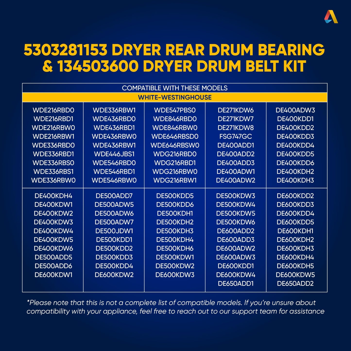 5303281153 & 134503600 Dryer Rear Bearing Replacement Ultra Durable Kit by Canamax - Compatible with Kenmore & Gibson Dryers - Replaces PS459829 AP2142648 PS1148434 134163400