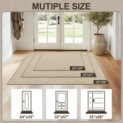VSIWB Door Mat Entrance 24"x35",Front Door Mat Indoor Outdoor Mat Non-Slip Dirt Resistant and Absorbent Rubber Backing Floor Mats，Washable Entrance Mat Low-Profile Welcome Mat, Brown