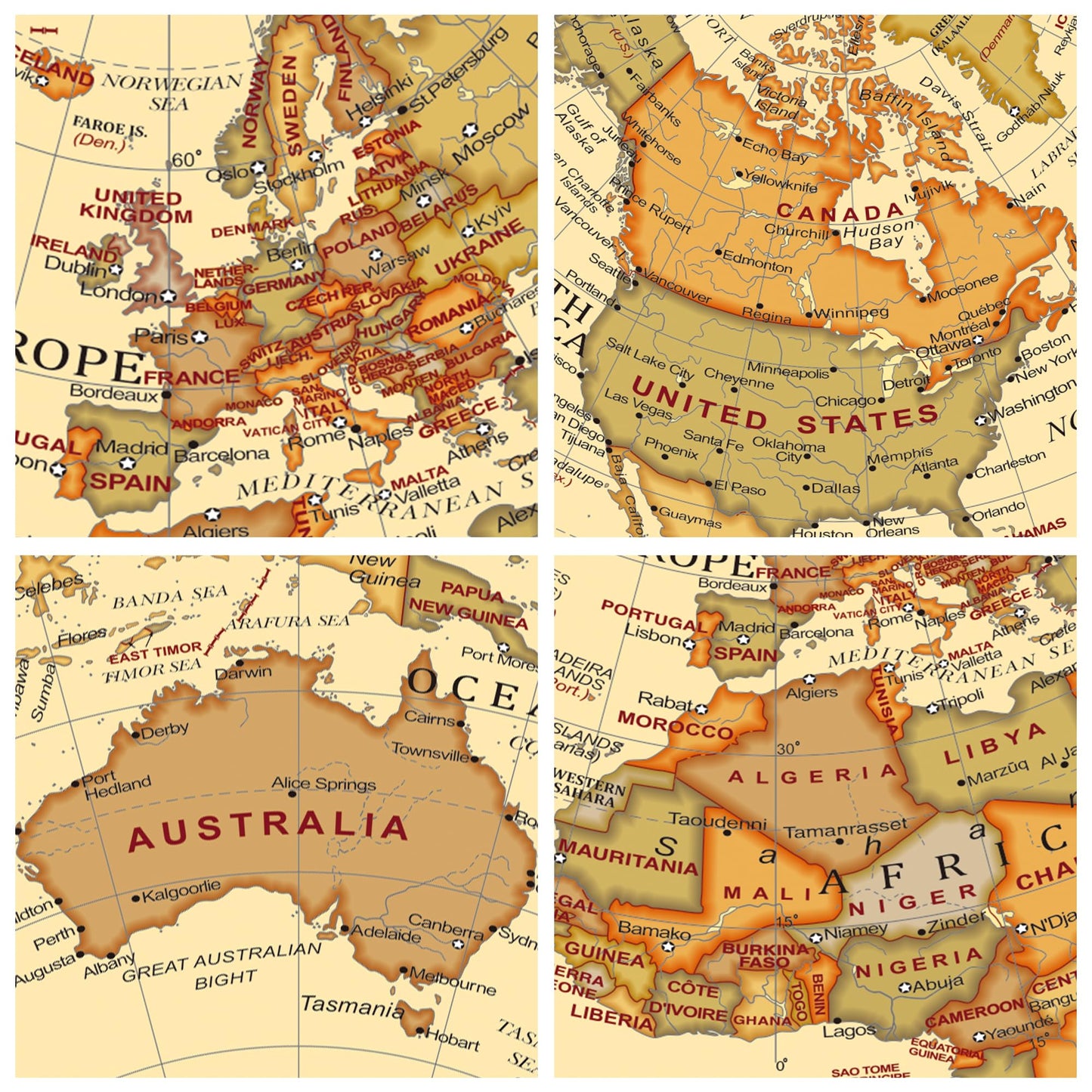 TOPGLOBE 14cm / 5.5 inch Antique Globe Mini World Globe - 14cm / 5.5 inch Diametre Metal Arc and Base Bronzed Colour