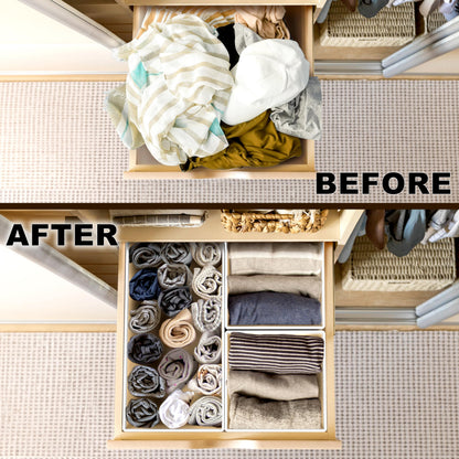 Simple Houseware Foldable Storage Basket Box Closet Dresser Drawer Divider Bins Organizer for Clothes,Underwears, Bras, Set of 6, Beige