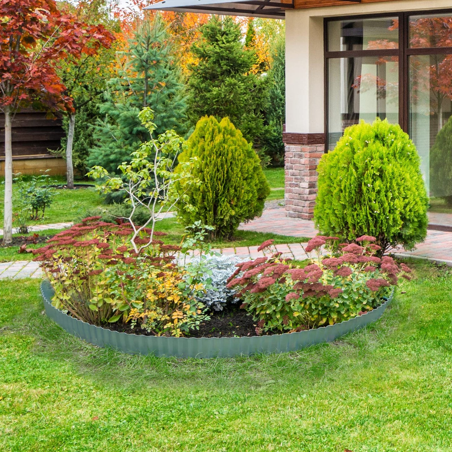 Worth Garden Corrugated Steel Landscape Lawn Edging - 6" x 20' Flexible Garden Lawn Border Edging for Raised Flower Bed Tree Fence