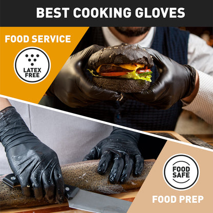 Black Disposable Gloves L|Latex-Free Vinyl Gloves for Household, Food Handling, Lab Work and More|Large,100 Counts/Box