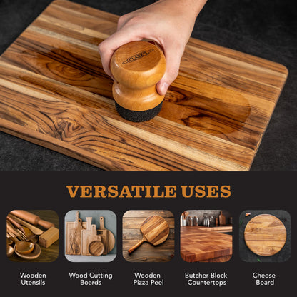 CLARK'S Round Applicator for Oil and Wax - Enhanced V2 Design - Ideal for Cutting Boards - Butcher Blocks - Wood Utensils - Cutting Board Oil Applicator - Cutting Board Sponge