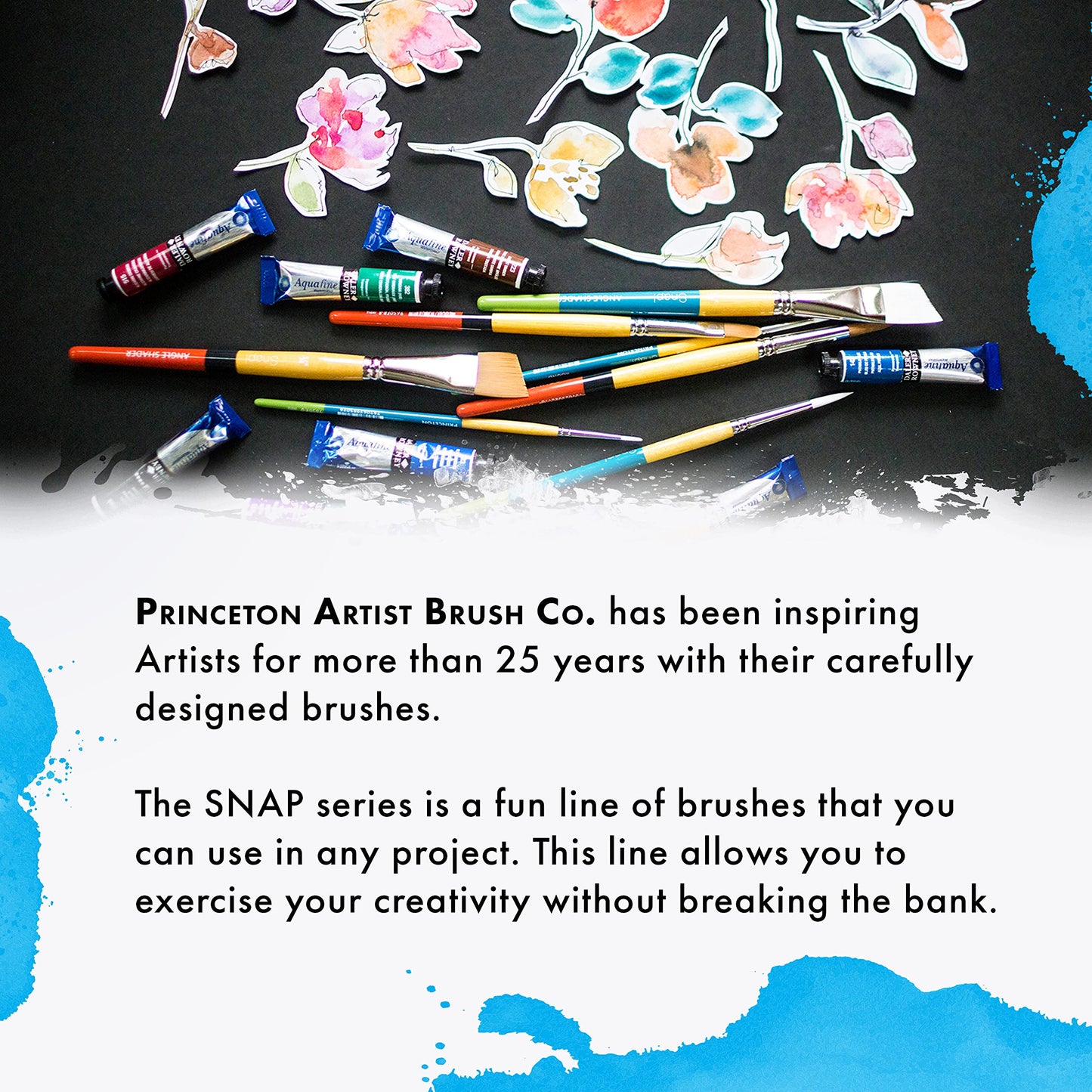 Princeton Snap White Synthetic Paint Brush Set for Acrylic and Watercolor, Includes 4 Paint Brushes