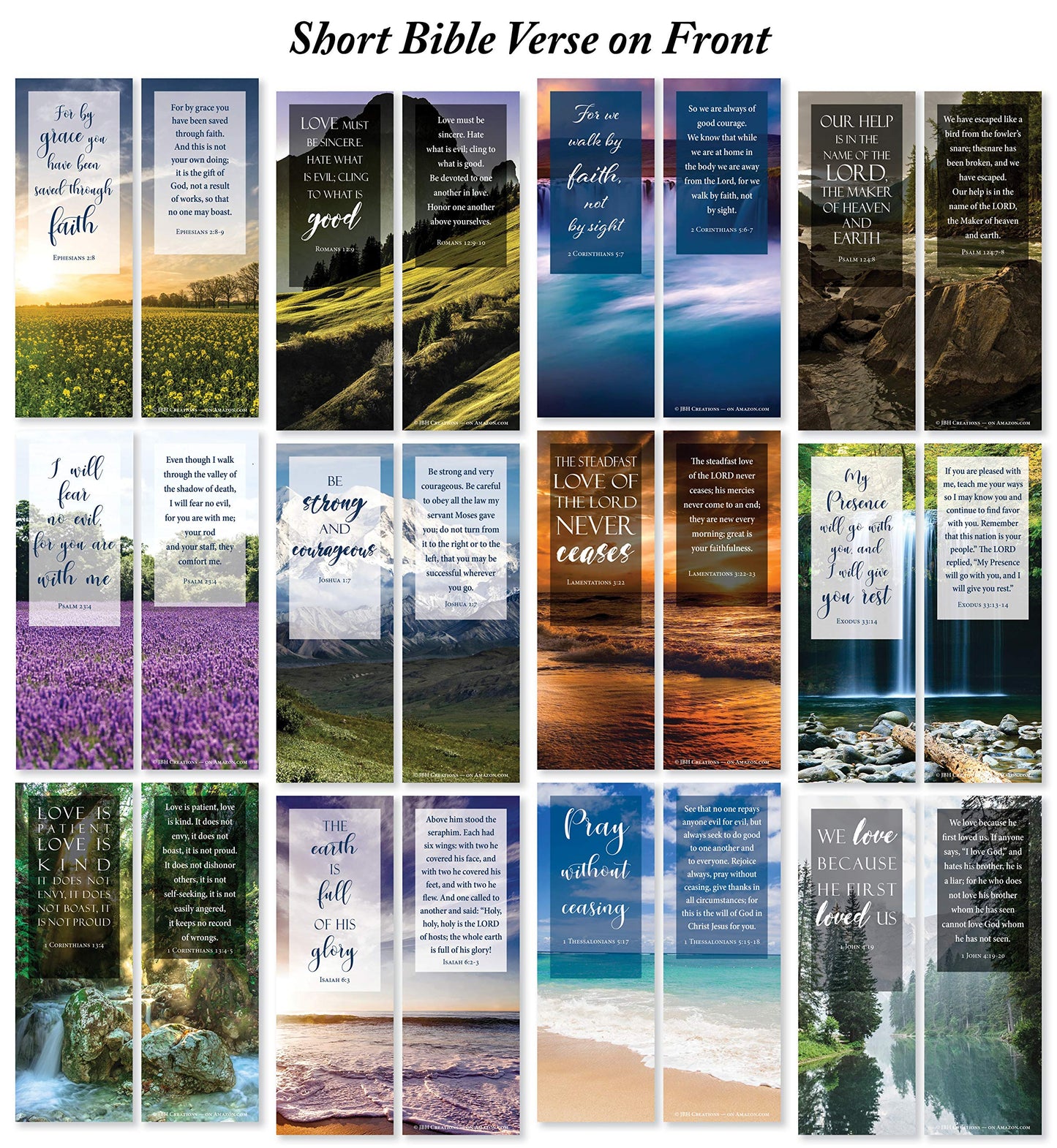 Bible Verse Bookmarks with Full Scripture - Pack of 48