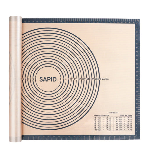 Sapid Extra Thick Silicone Pastry Mat Non-slip with Measurements for Non-stick Silicone Baking Mat Extra Large, Dough Rolling, Pie Crust, Kneading Mats, Countertop, Placement Mats (24inch x 36inch, Gray)