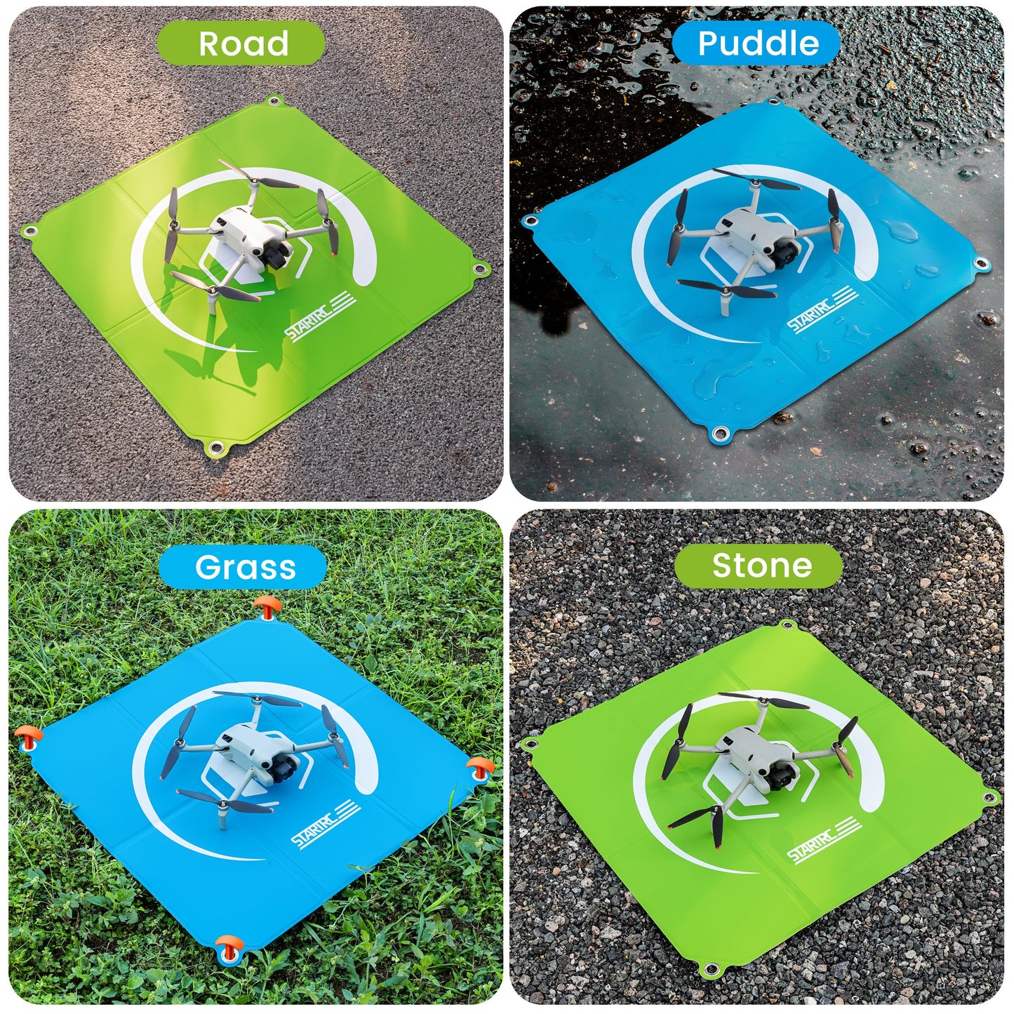 STARTRC Drone Landing Pad, Universal Waterproof Portable Fast-Foldable Helipad for Mini 5 Pro/4/3/2 SE/4K/DJI Neo/Flip/Mavic 3/RC Quadcopters (Blue-green, 26-inch/65cm)