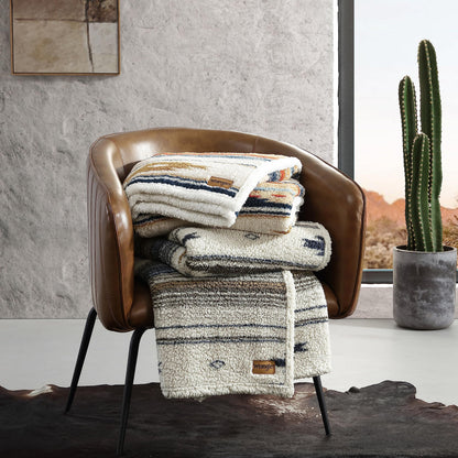 Wrangler- Throw Blanket, Ultra Soft Plush Home Decor, All Season Reversible Sherpa Bedding (Coyote Sands Ivory, 50 x 60)