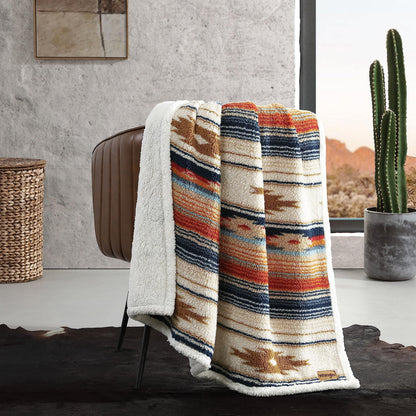 Wrangler- Throw Blanket, Ultra Soft Plush Home Decor, All Season Reversible Sherpa Bedding (Coyote Sands Ivory, 50 x 60)