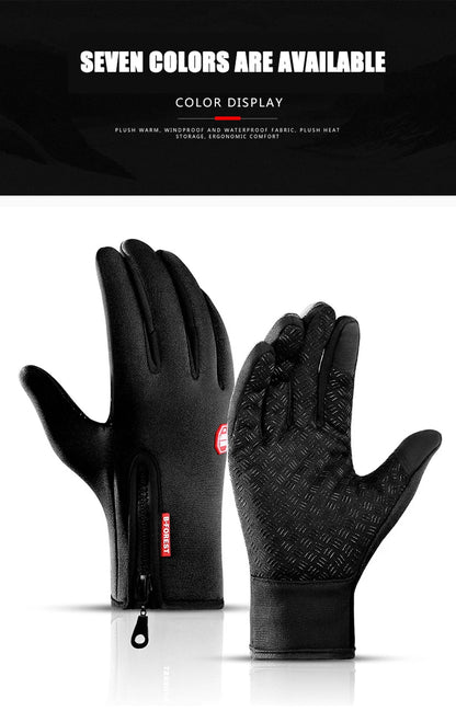 Men Women Cycling Winter Warm Sport Gloves Touchscreen Outdoor Fishing Splash-proof Skiing Snowboard Nonslip Zipper Gloves