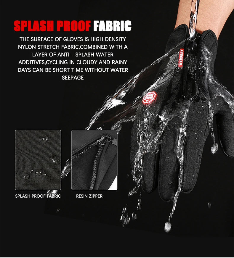 Men Women Cycling Winter Warm Sport Gloves Touchscreen Outdoor Fishing Splash-proof Skiing Snowboard Nonslip Zipper Gloves