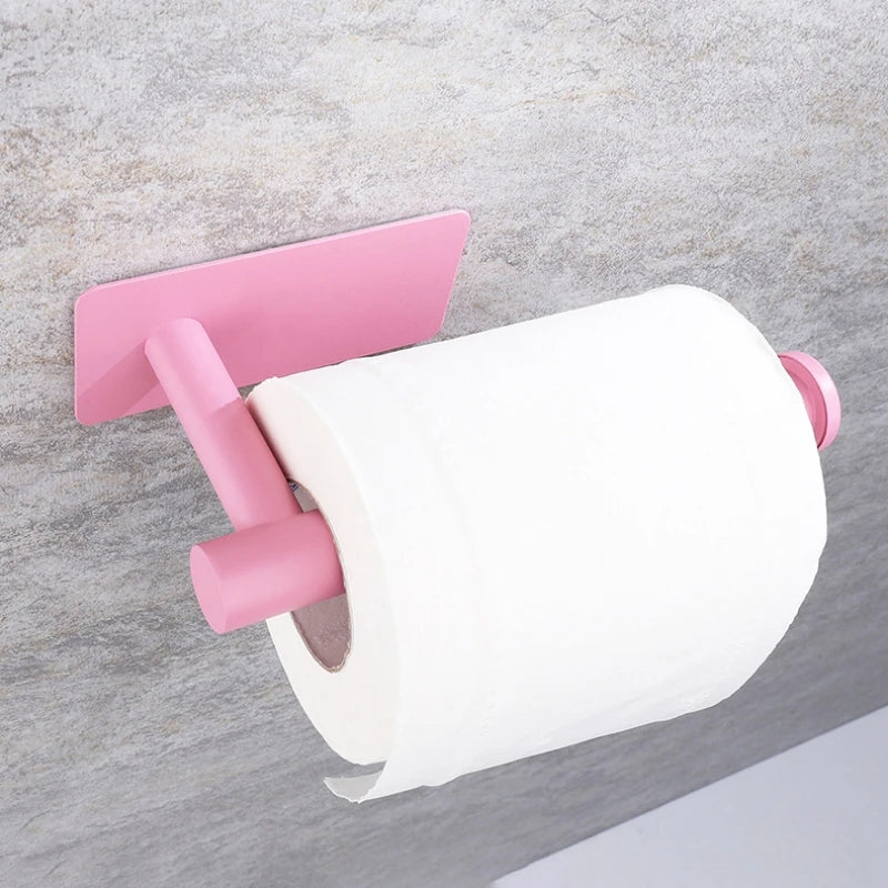 Adhesive Toilet Roll Paper Towel Holder Organizer Punch-free Wall Mount Storage Kitchen Bathroom No Drill Tissue Dispenser