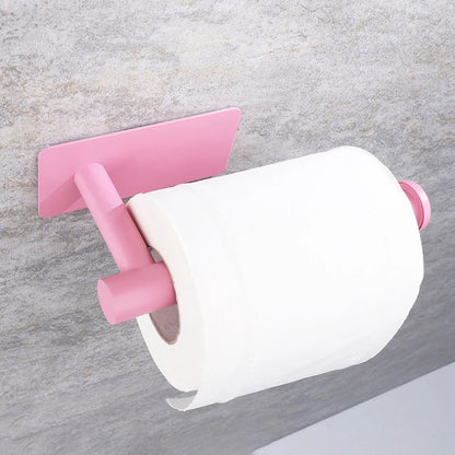 Adhesive Toilet Roll Paper Towel Holder Organizer Punch-free Wall Mount Storage Kitchen Bathroom No Drill Tissue Dispenser